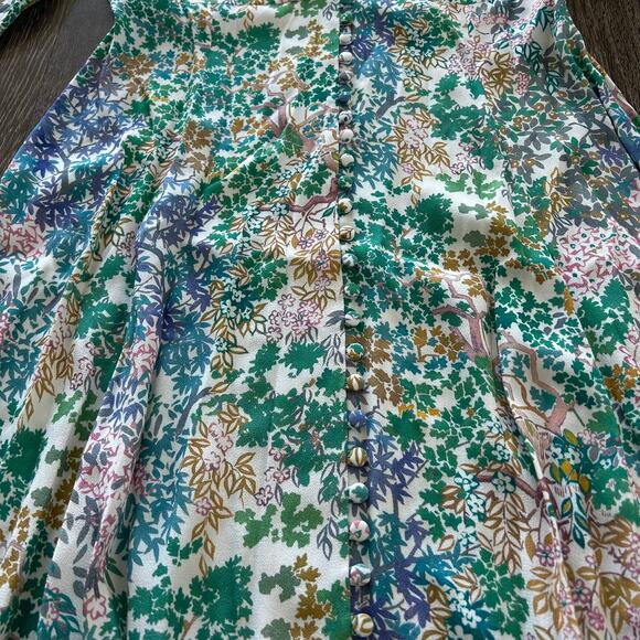 The Fold London Lochaline Japanese Botanical Floral Midi Dress UK 12 US 8 - Picture 8 of 16